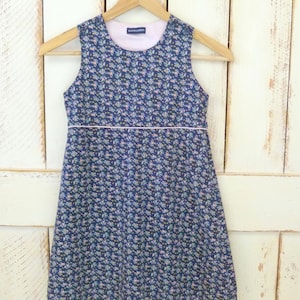 Blue and pink floral girls vintage prairie dress