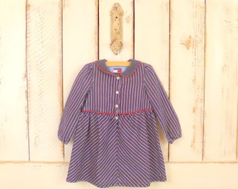 Girls striped denim dress/blue striped dress/blue jean sailor dress