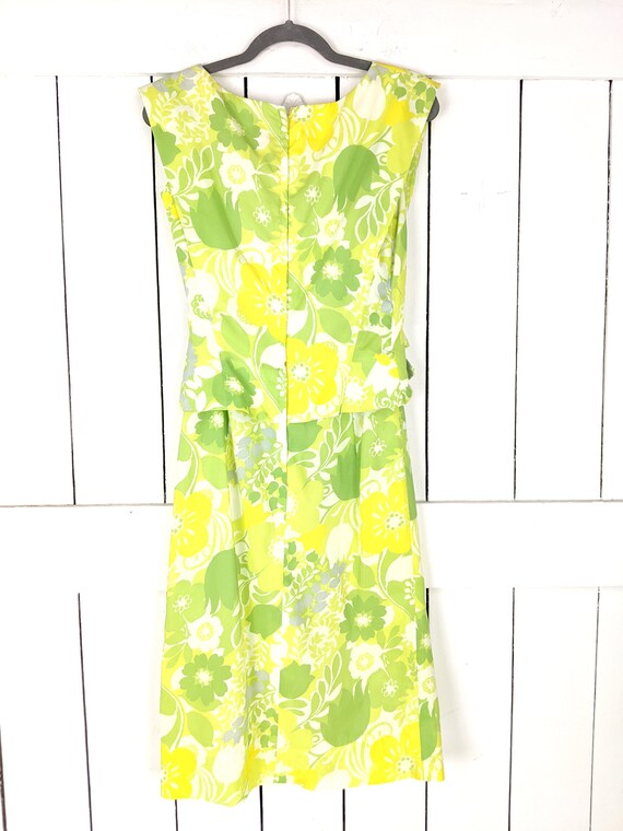 Vintage Jeanette Alexander lime green floral slee… - image 3