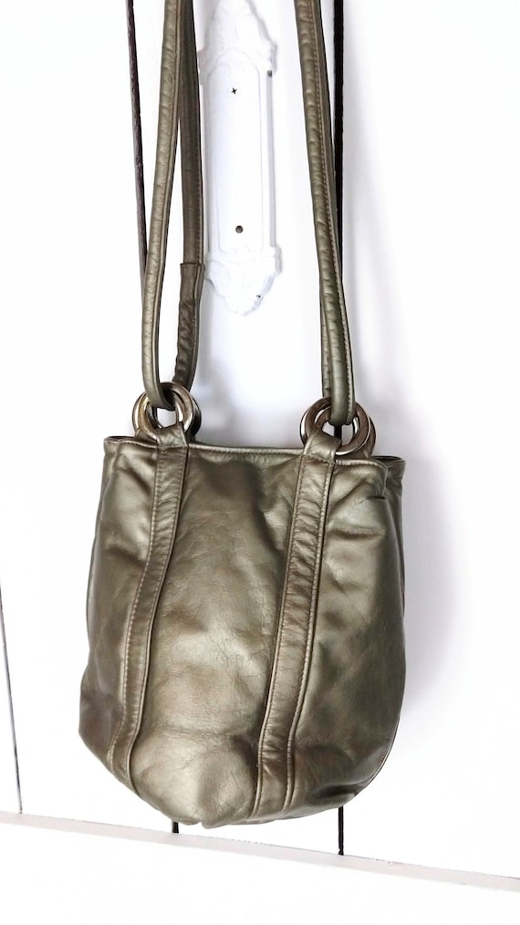 Vintage metallic leather bucket bag/Atalla Handba… - image 4