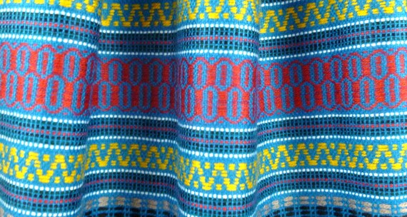 Vintage blue woven crochet lace Guatemalan embroi… - image 4
