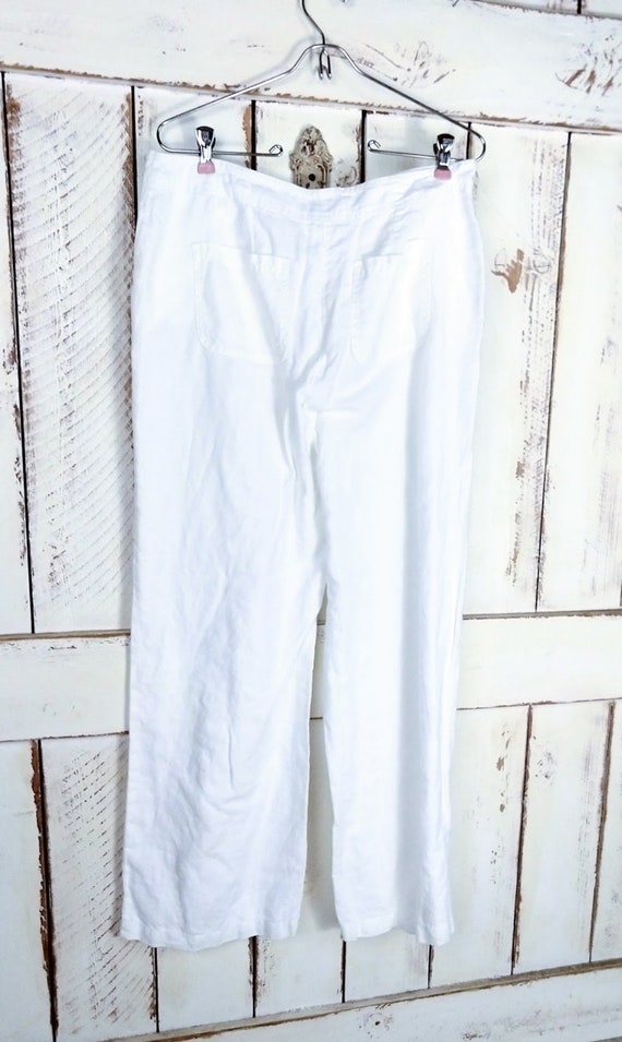 90s vintage Chicos white cotton pants/wide leg pa… - image 4