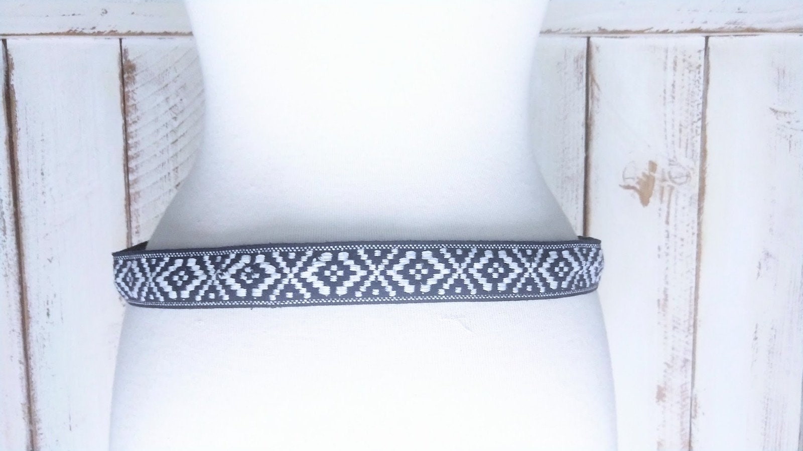 90s Blue/white Tribal Print Woven Cloth Belt/vintage IKAT 