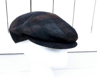 Gorra de vendedor de periódicos irlandesa vintage de mezcla de lana a cuadros