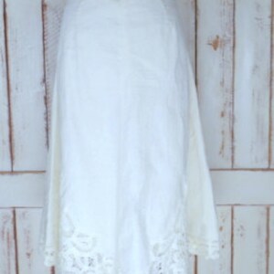 Vintage light ivory/off white crochet lace linen midi skirt/small/medium/2 image 5