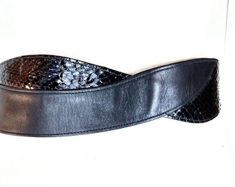 Vintage Morris Moskowitz Black Reptile Leather Scale Buckle  display picture 2