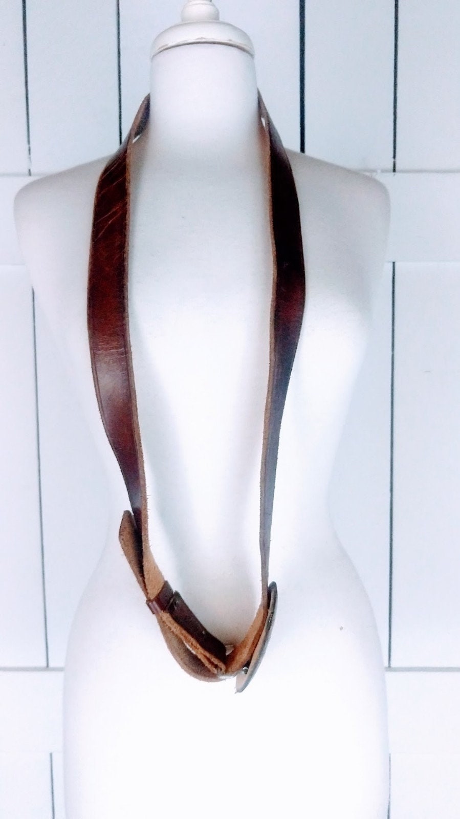 Vintage Brown Leather Reptile Embossed Buckle Belt/boho 