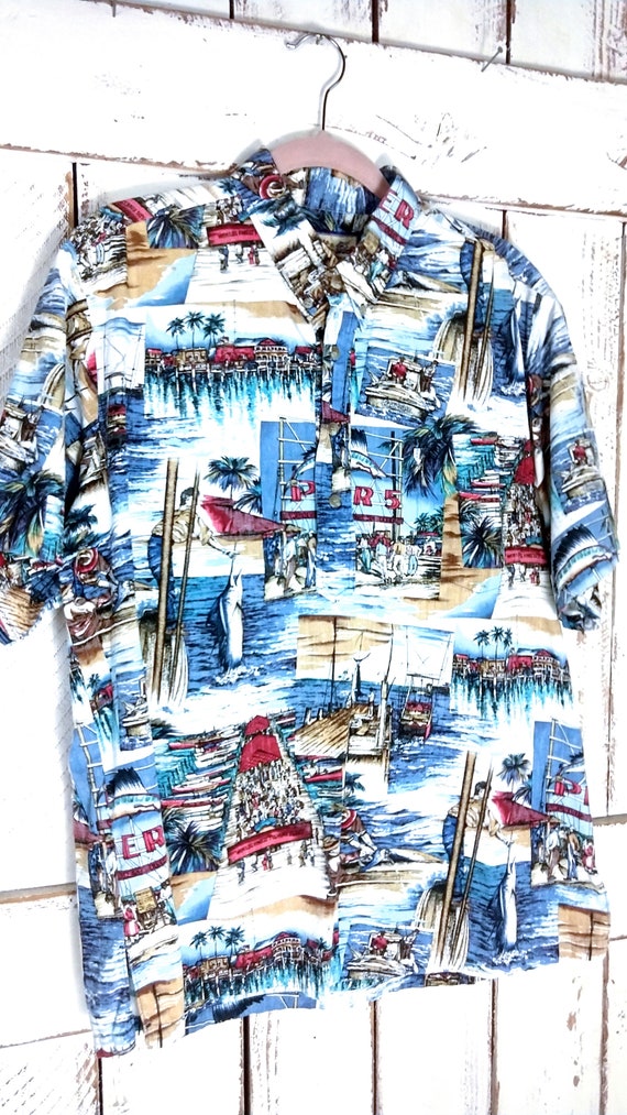 90's vintage mens cotton fishing/boating pullover… - image 2