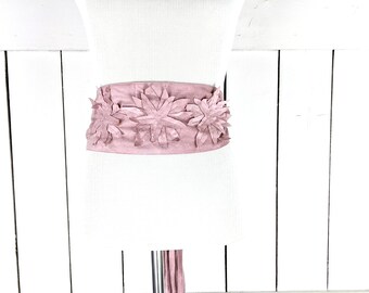 rose Floral suede fringe festival belt rose Floral suede fringe festival belt main image 2