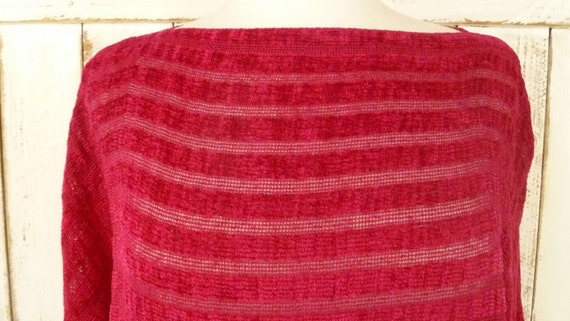 Vintage pink striped top/fuchsia pink velour blou… - image 2