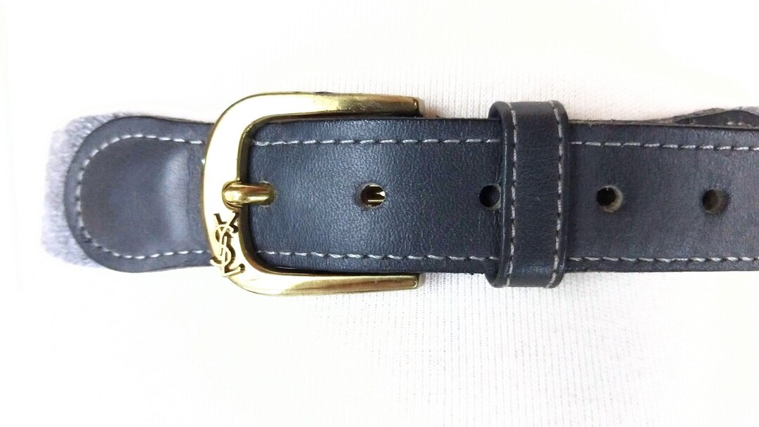 Vintage Yves Saint Laurent YSL Grey Cotton Canvas Leather  display picture 3