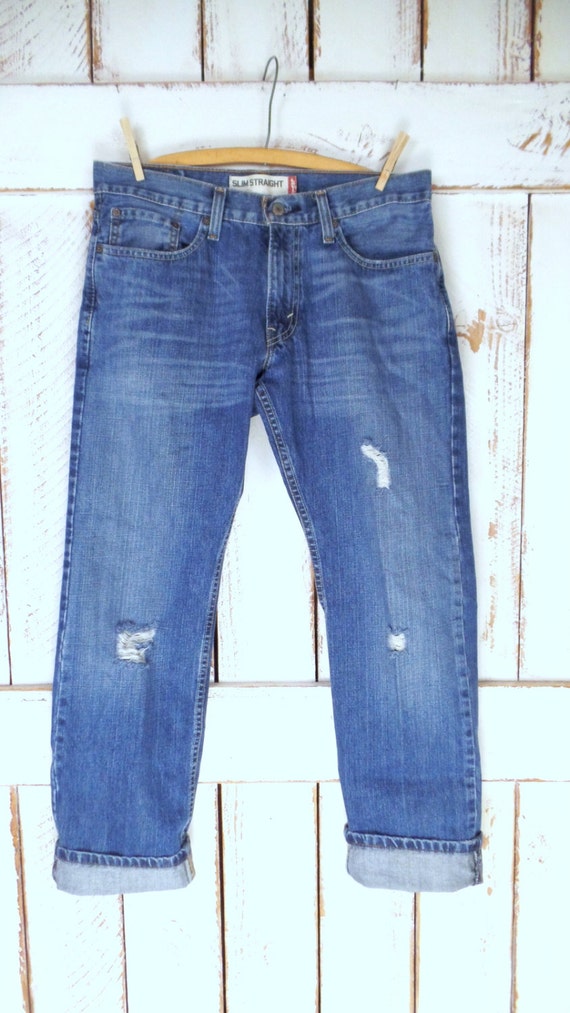 Vintage distressed 514 slim straight leg blue Lev… - image 2