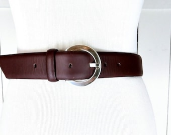 Liz Claiborne brown wide leather belt/vintage brown Liz belt/small