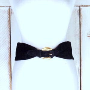Vintage wide black suede leather statement belt