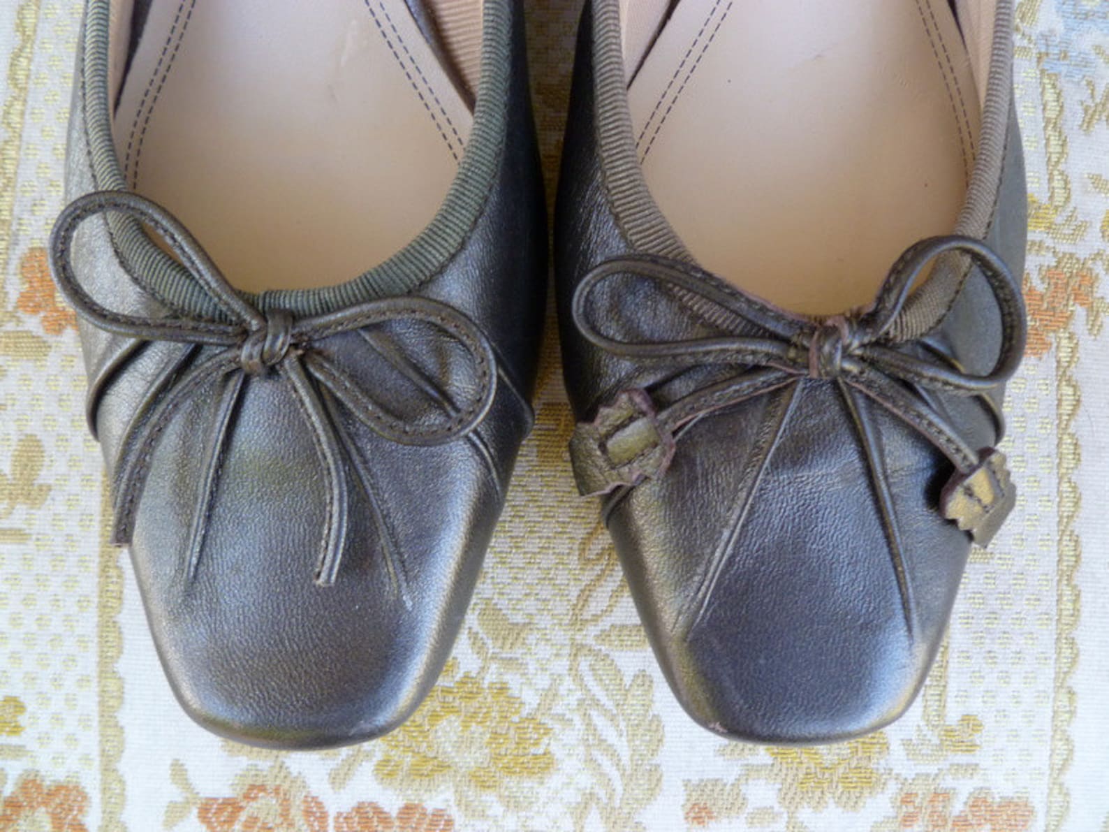 1960s vintage bronze leather ballet style shoes