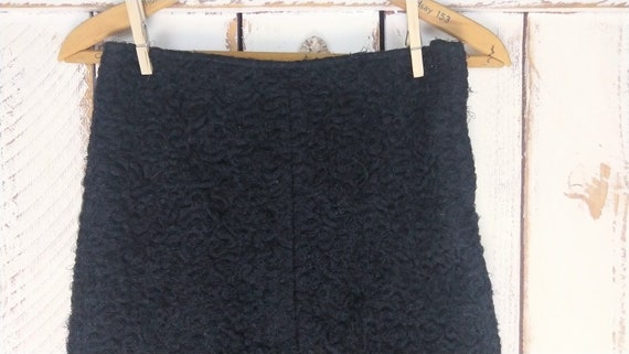 Vintage 90s BCBG black wool fur fitted maxi penci… - image 3