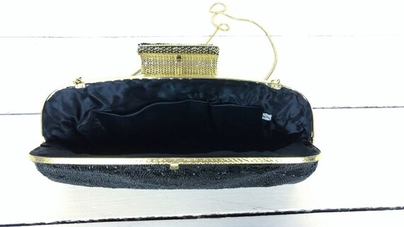 Vintage black beaded evening clutch purse/beaded … - image 3