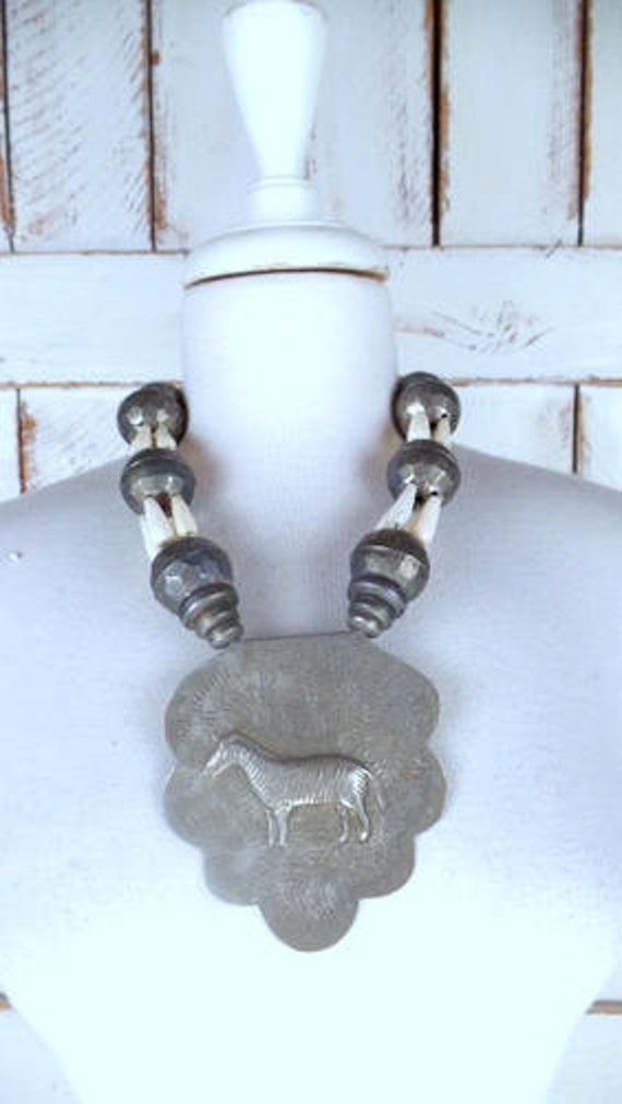 Vintage chunky African tribal safari animal silver