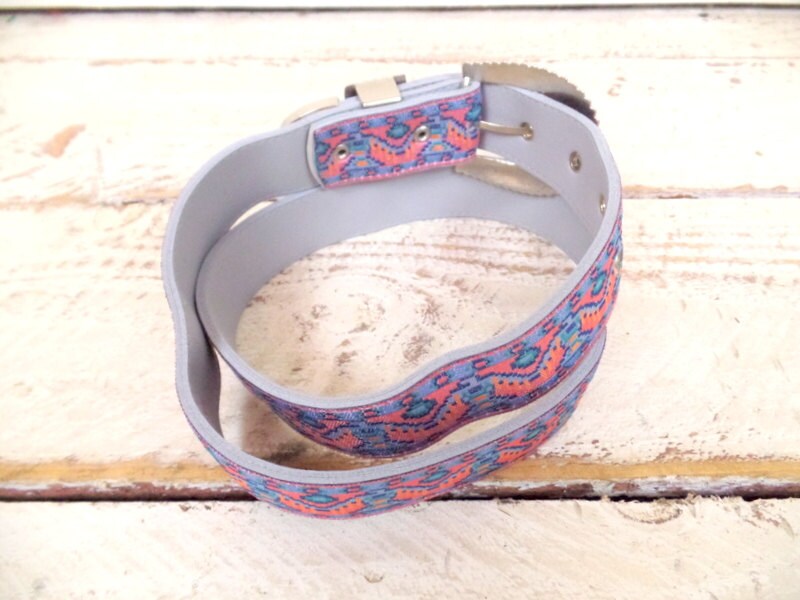 Southwestern Pink/blue Woven Cloth Tribal Belt/vintage  display picture 2