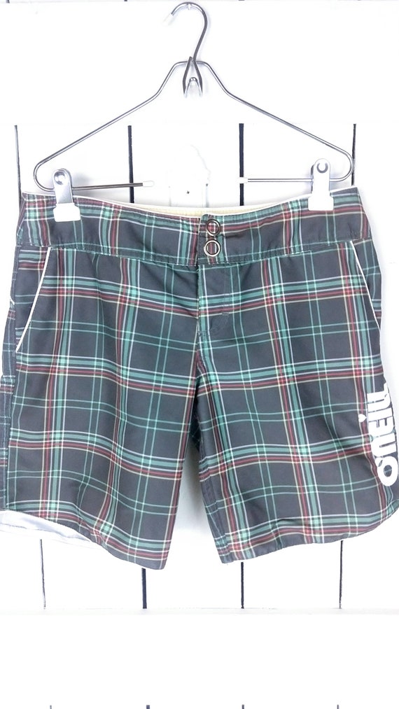 90s vintage ONeill womens plaid board shorts/swim… - image 2