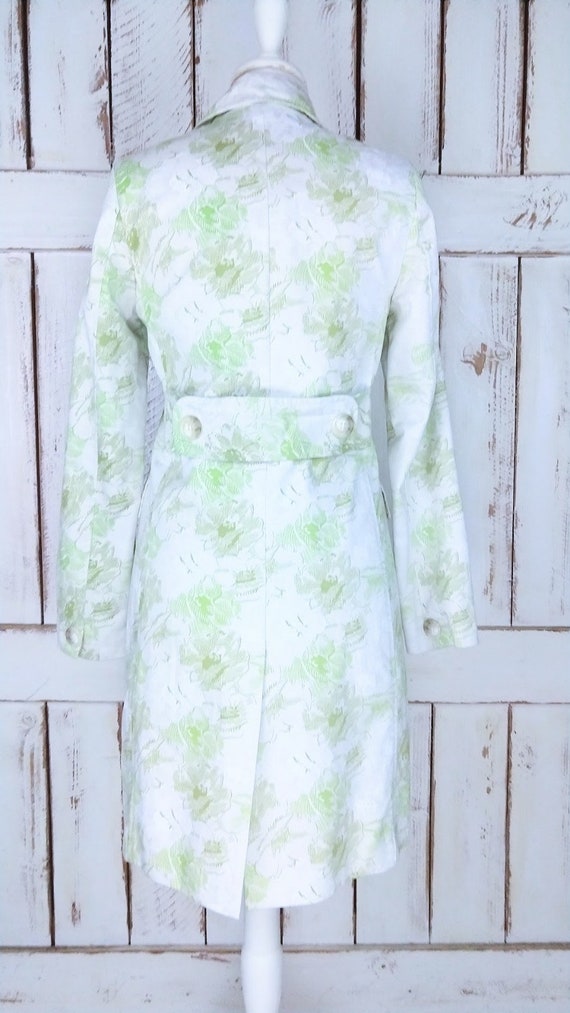 Vintage 90s green floral long cotton fitted jacke… - image 4