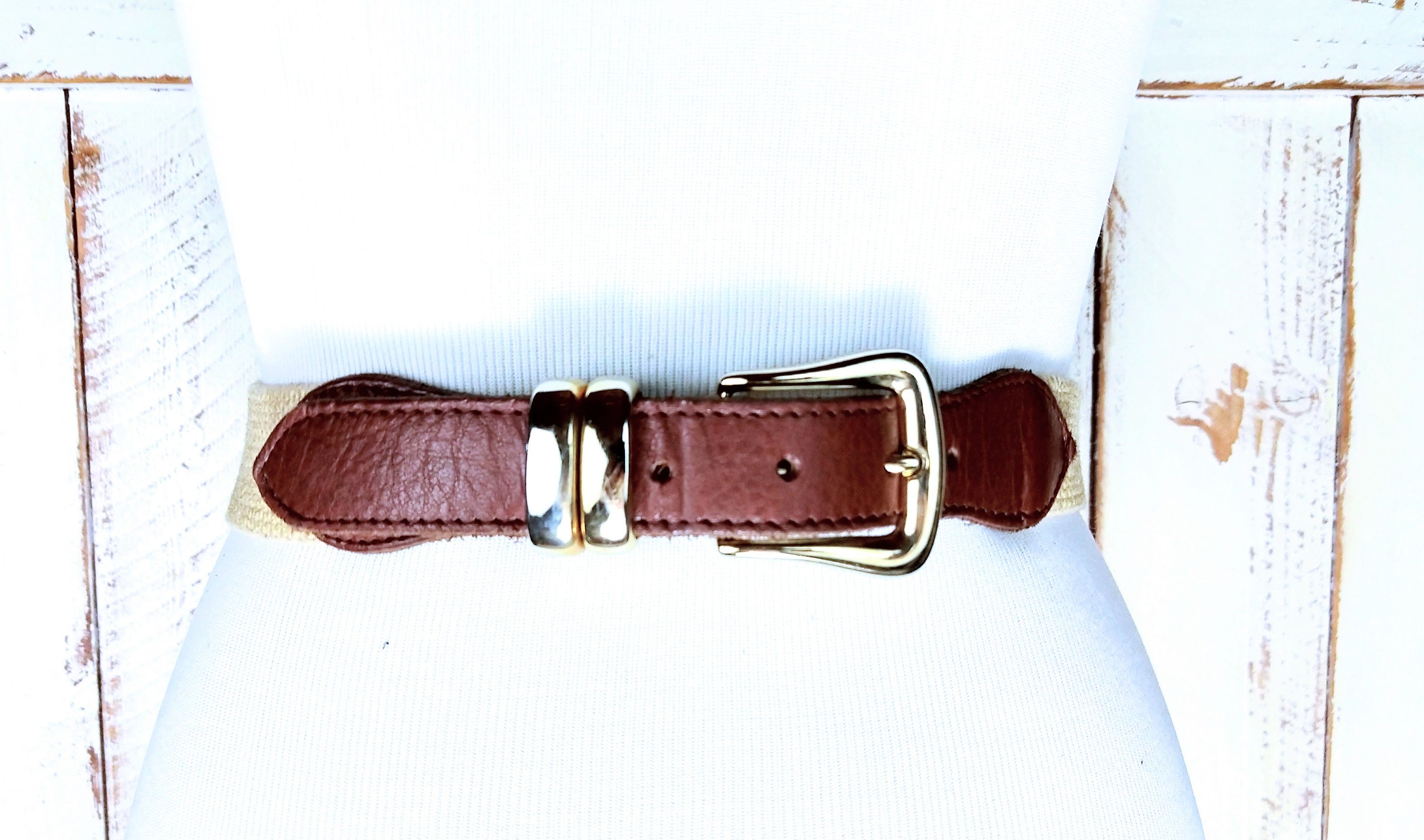 Vintage tan/light brown elastic stretch chord skinny belt/woven jute twine chord Vintage Tan/light Brown Elastic Stretch Chord Leather Belt  main image 4