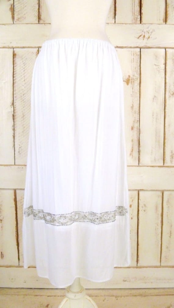 Vintage white silver beaded maxi skirt/long white… - image 4