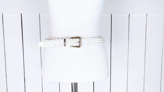 Ralph Lauren White Braided Leather Belt with Gold Hardware Anchor-Buckle Braided Cotton Belt for Men | Ralph Lauren® BR main image 2