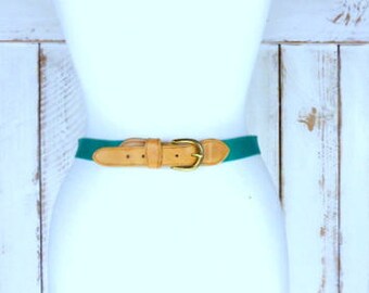 Vintage Charter Club Green Canvas Leather Belt - Etsy Canada