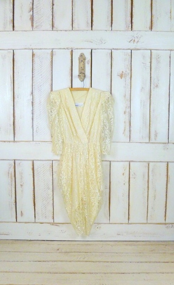 Vintage ivory lace long sleeve dress/lace tunic bl