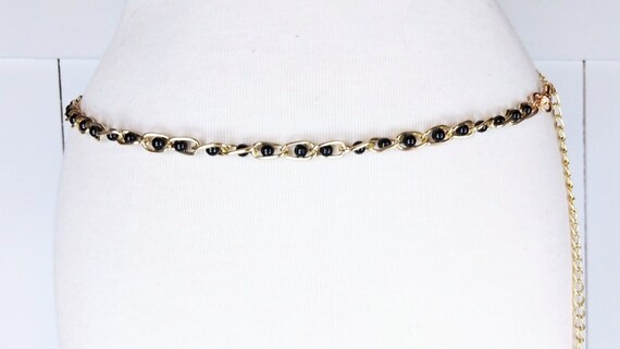 Lightweight 90s gold metal black bead chain link … - image 4