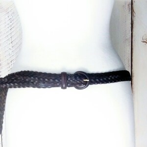 Vintage dark brown braided leather belt/woven leather belt/Dockers/40