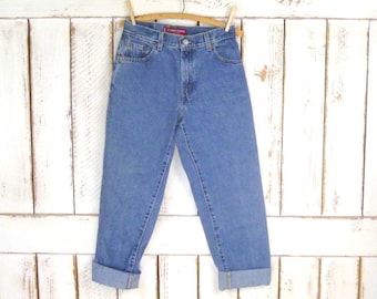 Jeansy vintage 550 z zamkiem błyskawicznym/wysoki stan, luźne, zwężane nogawki w kolorze niebieskim