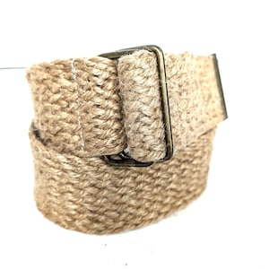 Vintage tan/light brown wide hemp woven belt