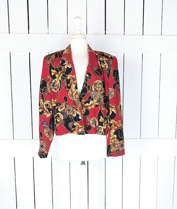 Vintage Baroque western print cropped blazer jack… - image 1