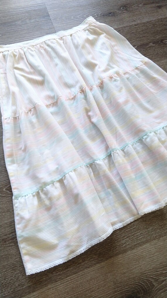 Vintage sheer cotton striped tier ruffle skirt/pa… - image 2