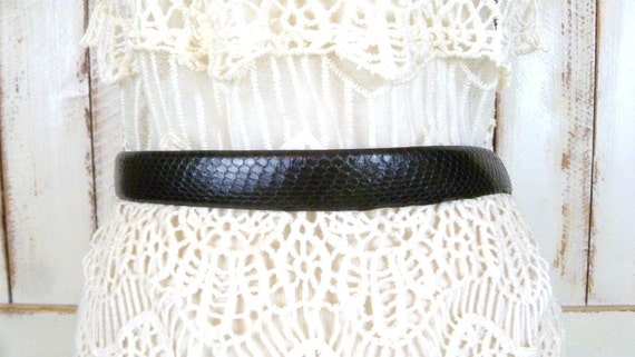 Vintage Liz Claiborne black snake skin embossed l… - image 4