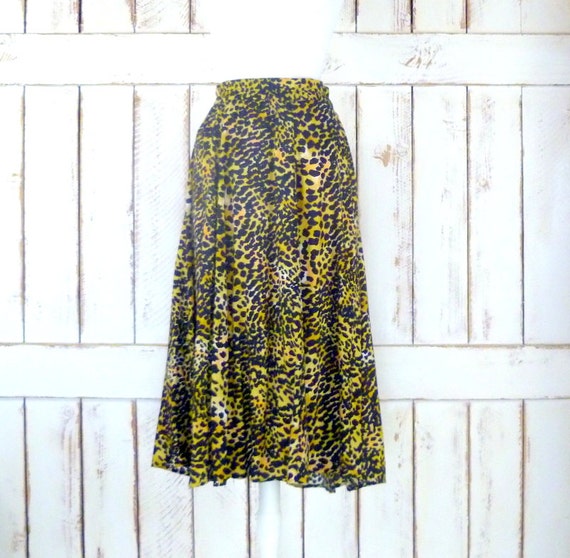 Vintage cheetah animal print maxi skirt/safari pri