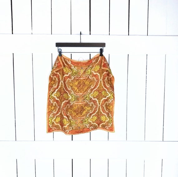 Vintage Vera silk scarf/orange/yellow/green flora… - image 2