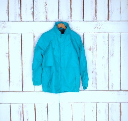 Eddie Bauer Green blue Nylon Windbreaker Rain Jacket nylon Hoodie hooded Jogging Athletic Jacket mens Medium Etsy UK