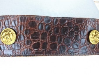 Vintage Jill Stuart Wide Brown Reptile Croc Embossed Leather  display picture 2