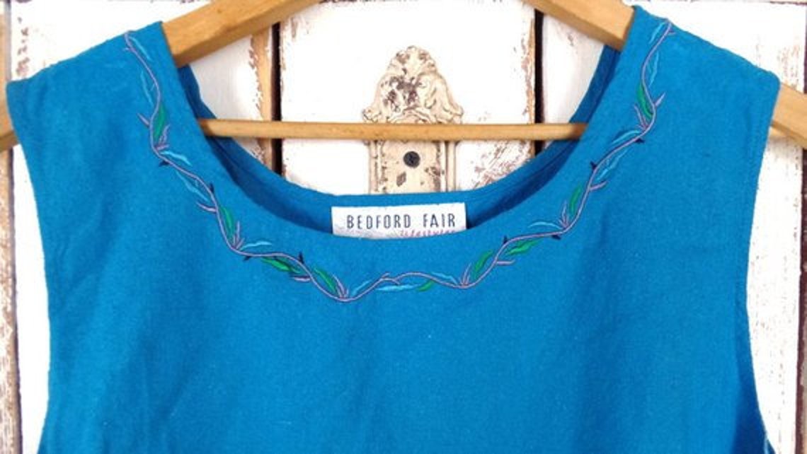 90s Vintage Light Blue Silk Shell Tank/embroidered Tank | Etsy