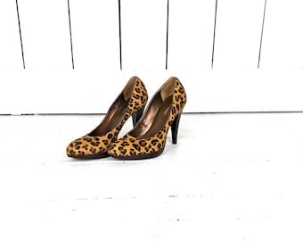 Nine West brown leopard pony hair high heel pumps