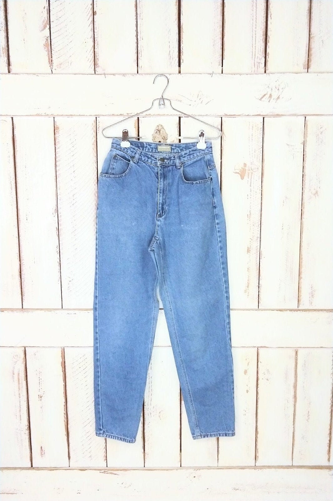 Jean Mom Liz Claiborne Lizwear Bleu Denim - Broderie Florale - Taille 35 Longueur 39" - Occasion Très Bon état