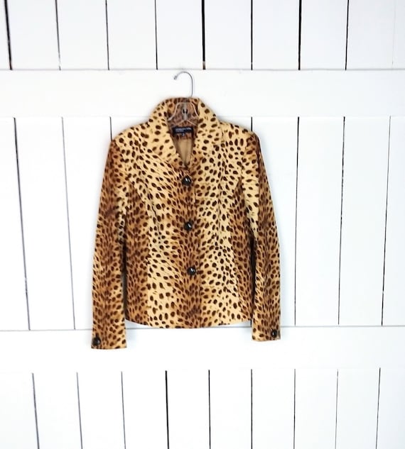 Vintage Leopard Jones New York Blazer Jacket/cotton Animal Vintage Leopard Jones New York Blazer Jacket/cotton Animal