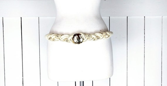 Gold braided beaded vintage belt with gold hardware 80s Gold Metallic Studded Leather Belt, Braided Buckle - Etsy main image 4