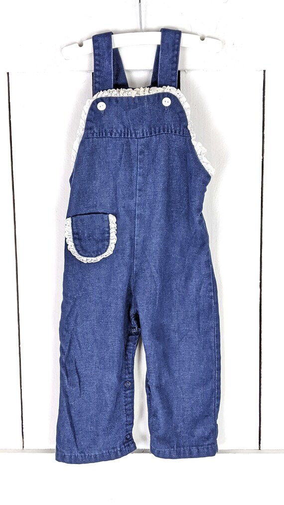 Vintage Thomas blue jean denim baby bib overalls - image 4