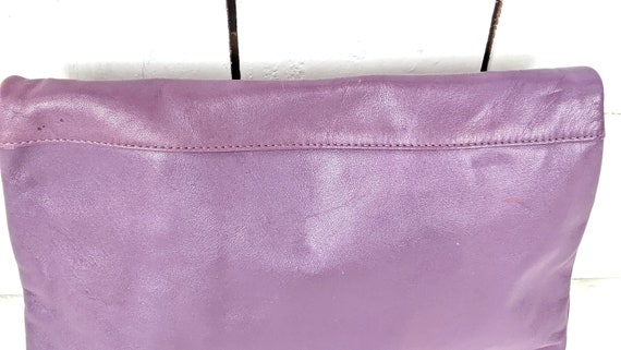 Vintage purple leather clutch hand bag purse - image 5