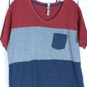 90s wide stripe vneck short sleeve pullover tee