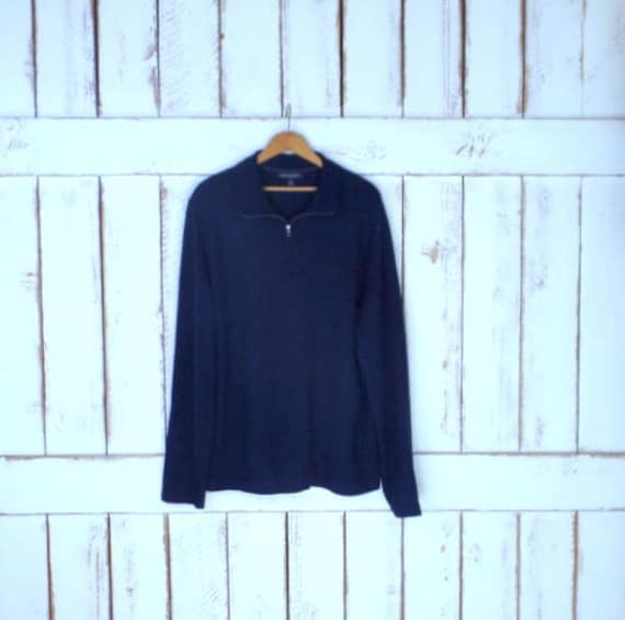 Mens 90s Banana Republic Dark Blue Merino Wool Pullover Sweater zipper Collar Pullover Sweater xlarge Etsy Australia
